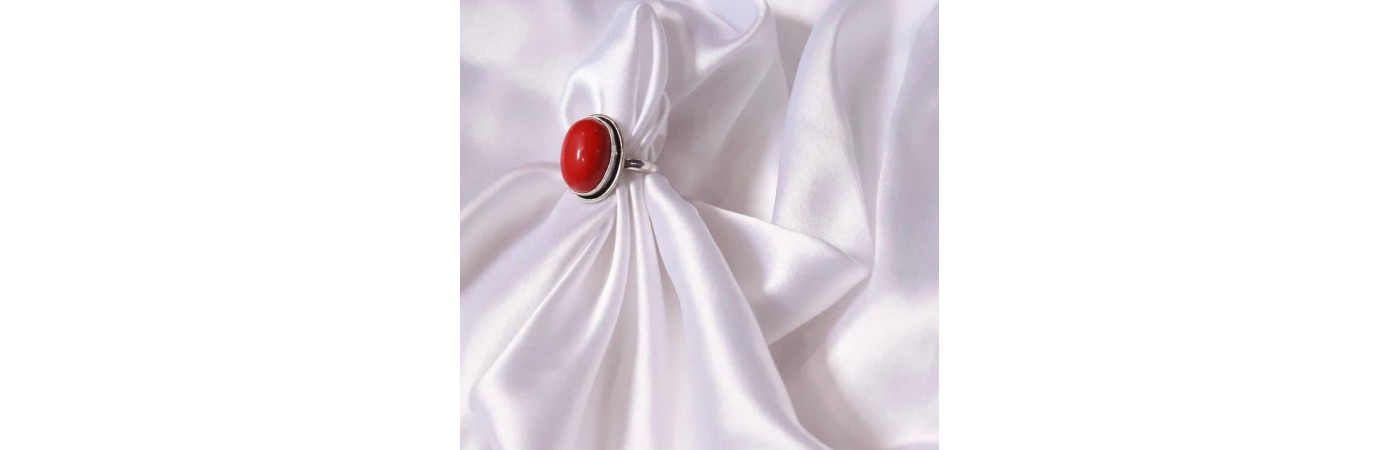 Coral oval stone oxidised ring Coral oval stone oxidised ring